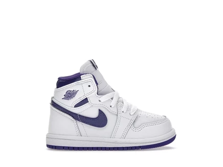 Детские кроссовки Jordan 1 Court Purple TD, бело-фиолетовые