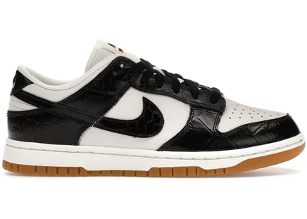 Женские кроссовки Nike Dunk Low LX Black Croc, чёрно-бело-коричневые