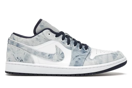 Мужские кроссовки Jordan 1 Low Washed Denim, белые