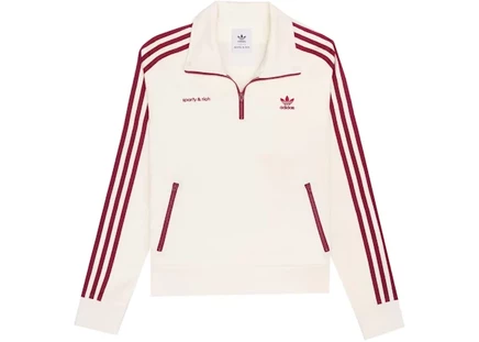 Мужская олимпийка sporty & rich x adidas quarter-zip, крем/мерло