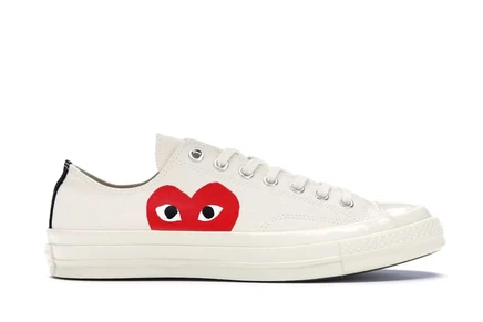 Мужские кеды converse chuck 70 comme des garçons play, белые с красным сердцем