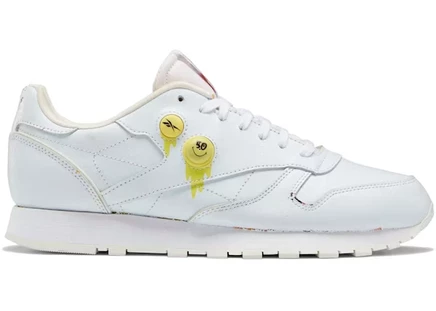 Унисекс кроссовки Reebok Classic Leather Pump 50th Anniversary Smiley, белые