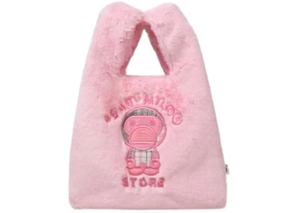 Мужская плюшевая сумка-тоут Bape Baby Milo Fluffy, розовая