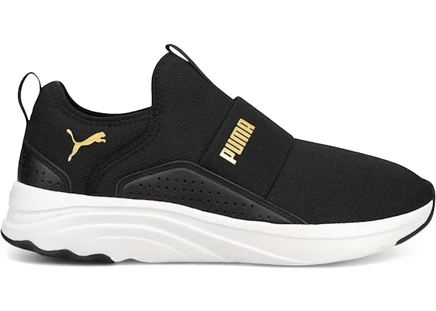 Женские слипоны puma softride sophia, черно-золотые
