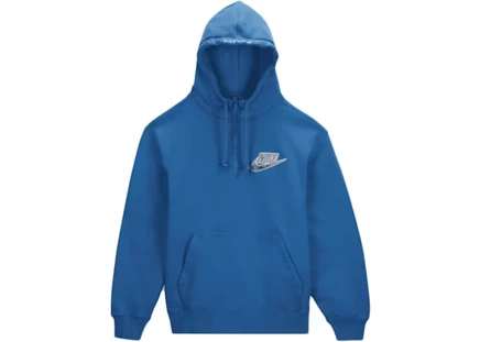 Мужское худи Supreme x Nike с короткой молнией, синее