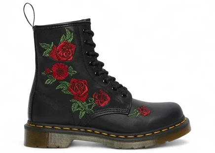 Женские ботинки Dr Martens 1460 с вышивкой роз, черные