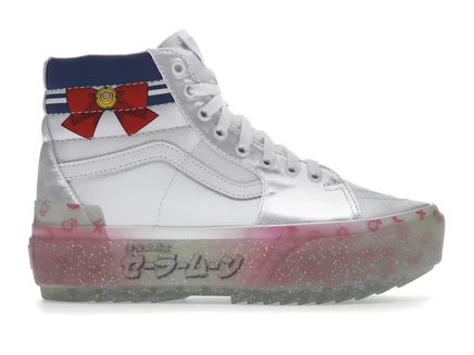 Унисекс высокие кроссовки Vans Sk8-Hi Stacked Sailor Moon, бело-розово-голубые