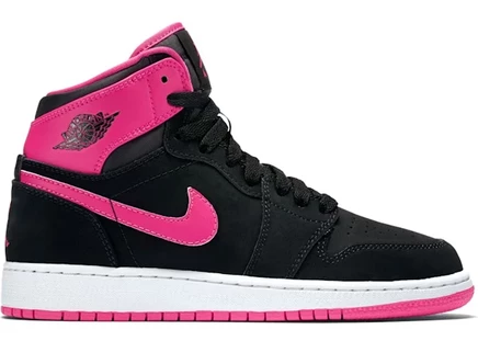 Детские кроссовки Jordan 1 Retro High, черно-розовые