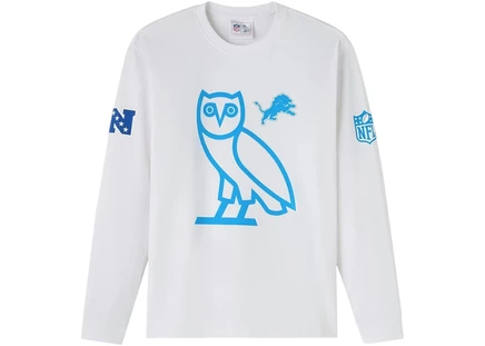 Футболка с длинным рукавом OVO x NFL Detroit Lions, белая