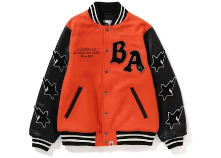 Мужская куртка varsity Bape Relaxed Fit, оранжевая