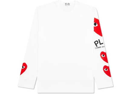 Унисекс лонгслив comme des garcons-play red printed, белый