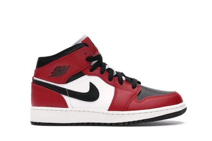Детские кроссовки Jordan 1 Mid Chicago Black Toe, черно-красные
