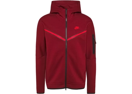 Толстовка Nike Sportswear Tech Fleece на молнии, красно-черная
