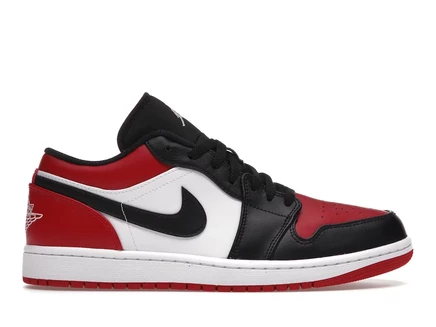 Мужские кроссовки Jordan 1 Low Bred Toe, красно-белые с черным