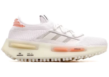 Женские кроссовки Adidas NMD S1, бело-коралловые