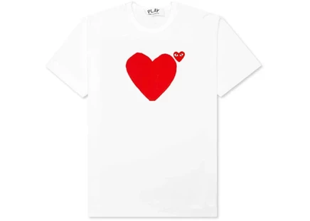 Унисекс футболка Comme des Garçons Play Red Emblem, белая