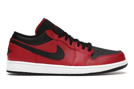 Мужские кроссовки Jordan 1 Low Reverse Bred, красно‑черно‑белые