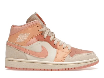 Женские кроссовки Jordan 1 Mid Apricot Orange, абрикосово-оранжевые