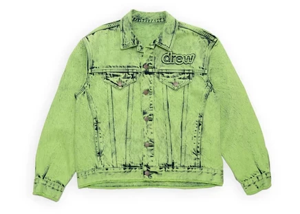 Мужская куртка drew house oversized trucker, лаймовая