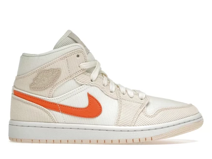 Женские кроссовки Jordan 1 Mid SE Corduroy, молочные