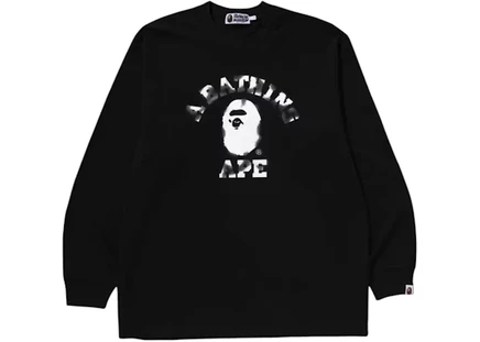 Мужской лонгслив Bape College Relaxed Fit, черный