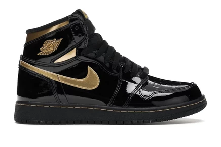 Детские кроссовки Jordan 1 Retro High, черно-золотые