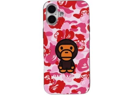 Унисекс чехол Bape ABC Milo Camo для iPhone 16 Plus, розовый