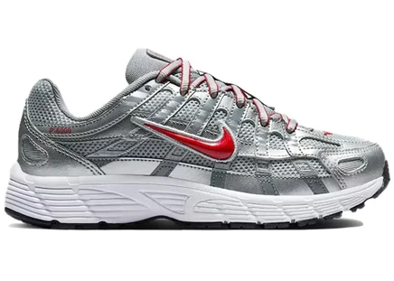 Детские кроссовки Nike P-6000, серебристо-красные (GS)