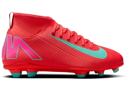 Детские футбольные бутсы Nike Mercurial Superfly 10 Club MG, оранжево‑зелёные