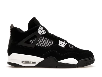 Мужские кроссовки Jordan 4 Retro White Thunder, чёрно-белые