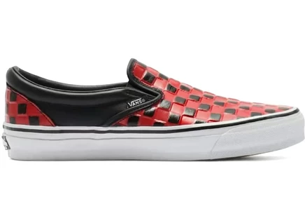 Мужские слипоны Vans Slip-On 98 Vibram клетчатые, красно-черные