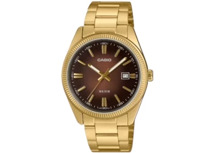 Мужские часы Casio MTP-1302PGC-5A, корпус 39 мм, сталь, коричневый циферблат