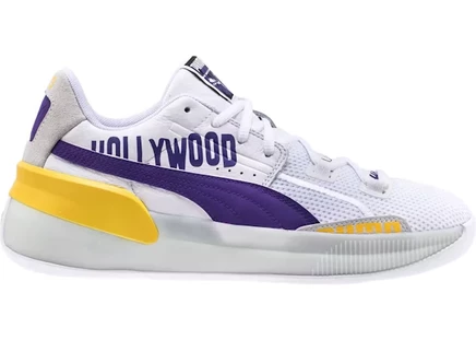Кроссовки Puma Clyde Alexander John, бело‑фиолетово‑желтые