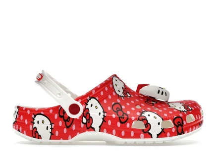 Мужские кроксы Crocs Classic Hello Kitty, красные в горох