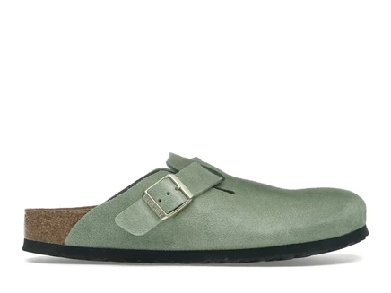 Мужские сабо Birkenstock Boston, замша, зеленый чай