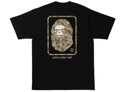 Футболка Bape Sand Camo Mad Face, черно-бежевая