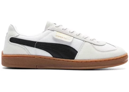 Мужские кроссовки Puma Super Team OG, бело-черные с коричневой подошвой