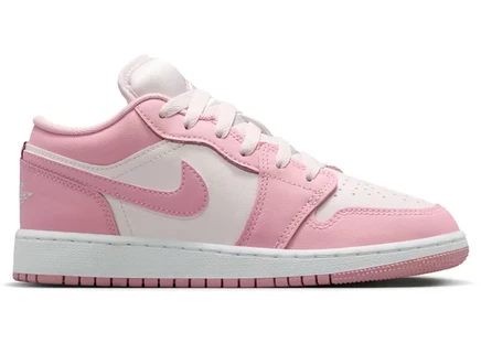 Детские кроссовки Jordan 1 Low Medium Soft Pink, розово-белые