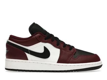 Детские кроссовки Jordan 1 Low SE, темно-бордово-зелёные