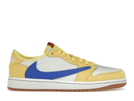 Женские кроссовки Jordan 1 Retro Low Travis Scott, канареечно-желтые