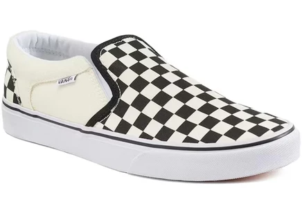 Мужские слипоны Vans Asher Slip-On в шахматную клетку, молочно-черные