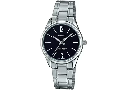 Мужские часы Casio MTP-V005D-1B, кварцевые, 28 мм, из нержавеющей стали, с черным циферблатом