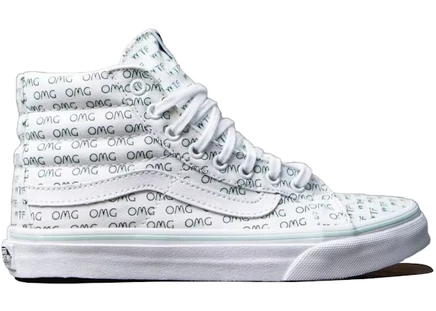 Женские кеды Vans Sk8‑Hi Slim Sayings OMG, белые