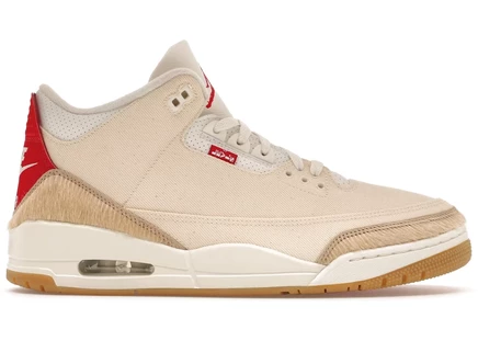 Кроссовки Jordan 3 Retro Levi's, джинсовые/молочные/красные