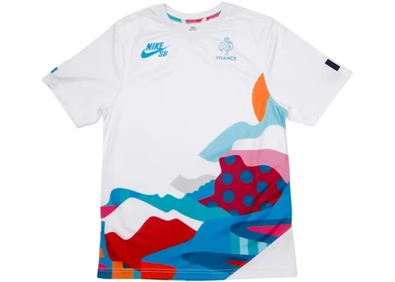 Мужская футболка Nike SB x Parra France, белая/нептуновая