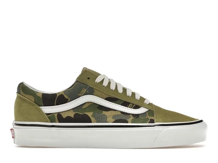 Мужские кроссовки Vans Old Skool 36 DX BAPE, в зеленом ABC-камуфляже
