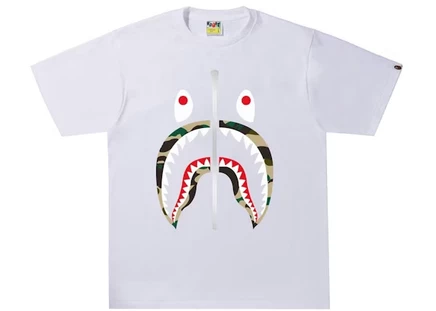 Футболка Bape 1st Camo Shark (SS22), бело-жёлтая