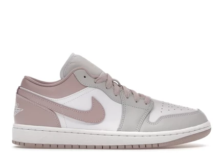 Женские кроссовки Jordan 1 Low Particle Rose, розово-бело-серые