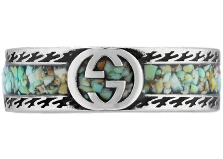 Gucci Ring With Interlocking G Silver/Brown/Turquoise silver/brown/turquoise