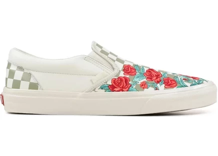 Мужские слипоны Vans Slip-On Rose Embroidery, бело-серые
